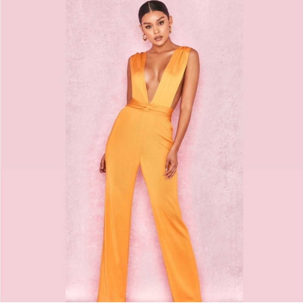 NWT House of CB Benedetta Tangerine Bandage Jumpsuit